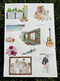 Custom relationship timeline /elements watercolour painting