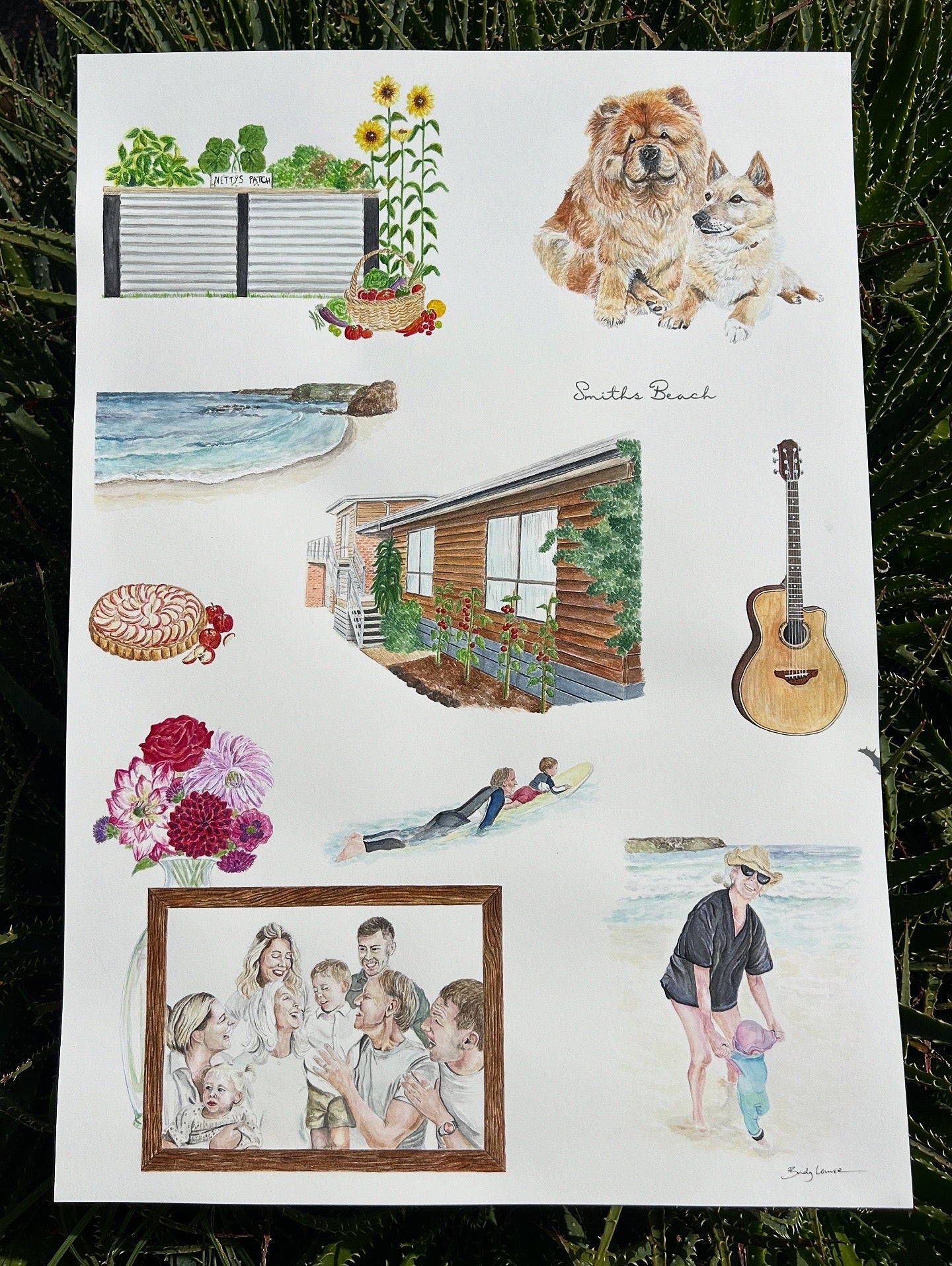 Custom relationship timeline /elements watercolour painting