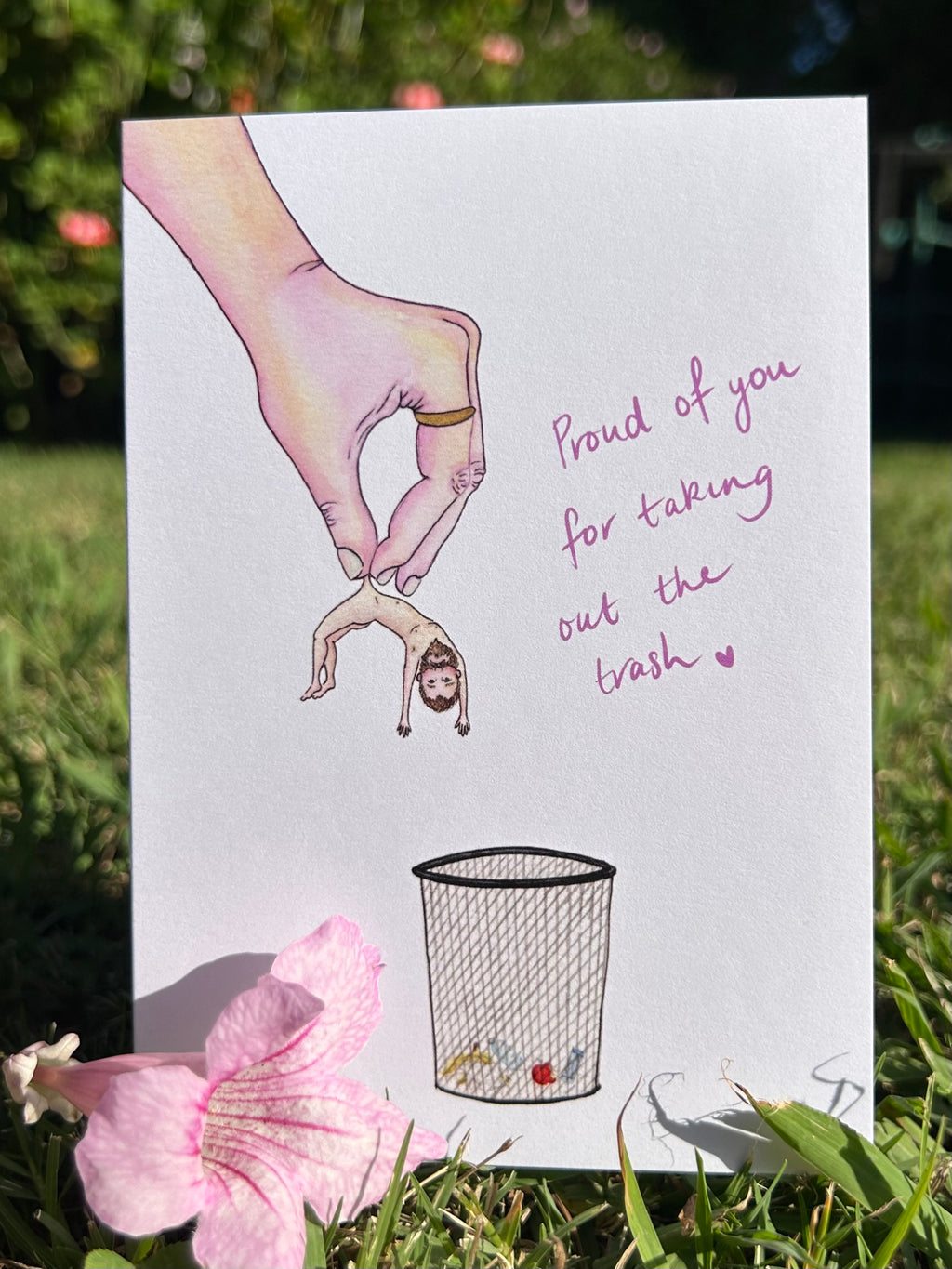 'Proud of you for taking out the trash' Break up greeting card