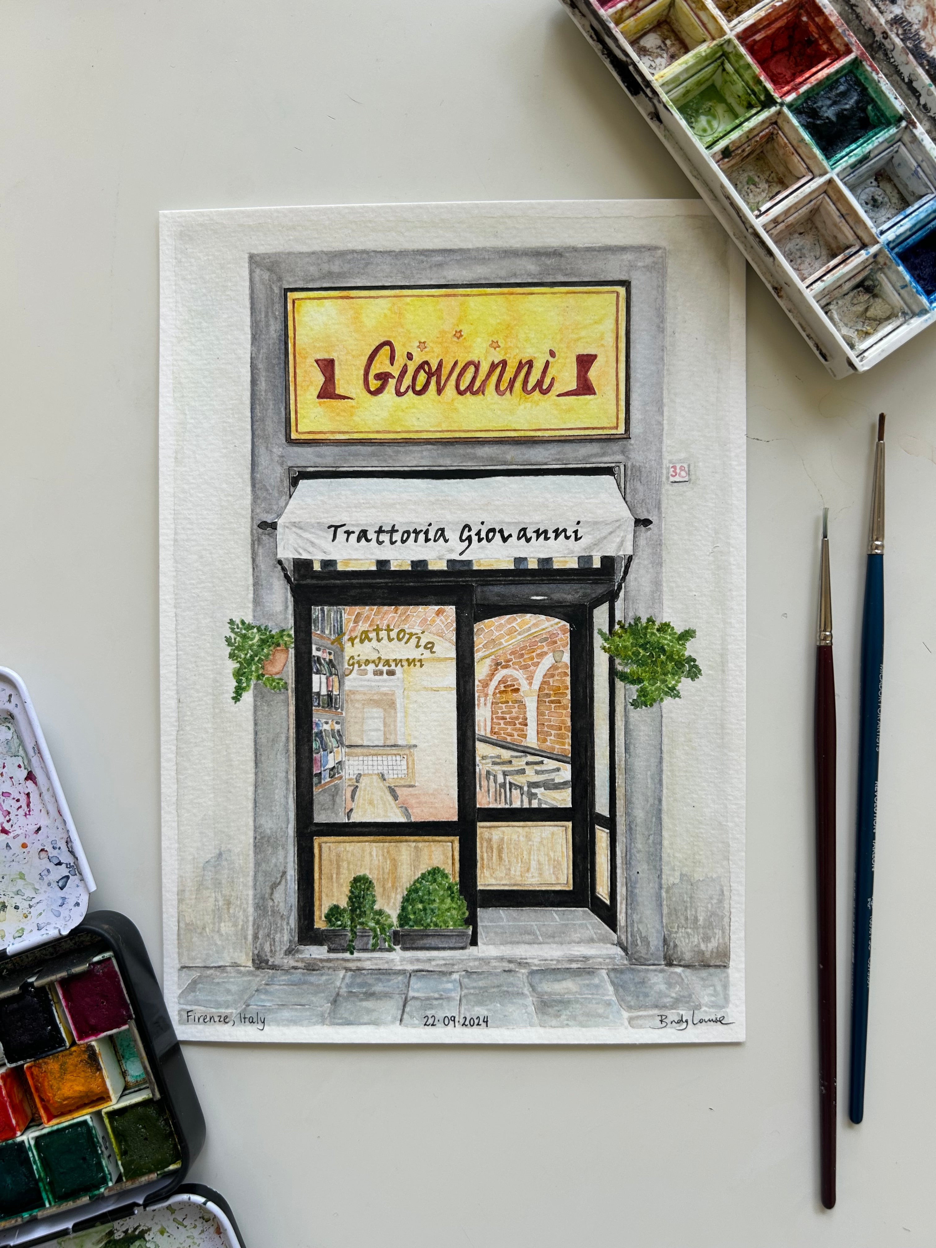 Custom watercolour first date, first home, wedding venue, anniversary painting